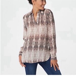 Haute Hippe Tribe Harper Modal Snakeskin Long Sleeve Blouse size Extra Small